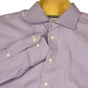 Eton Shirt Men's Size 16.5  42 Contemporary Fit Dress Purple Micro Check Cotton
